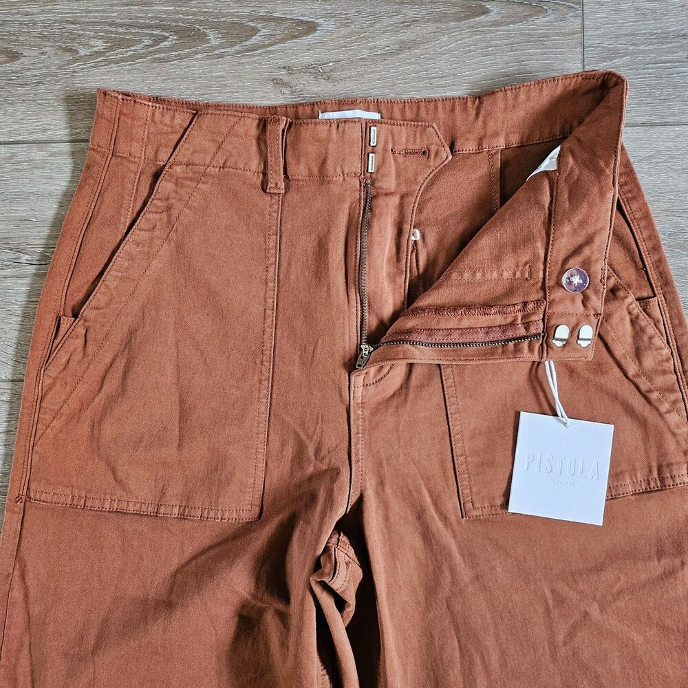NWT Pistola Penny Super High Rise Wide Leg Pants Womens 30 in Spice Stretch Boho - Picture 2 of 6